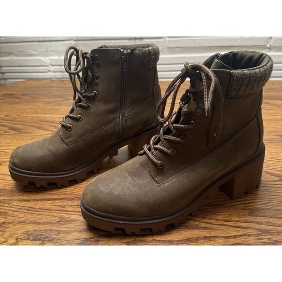 Universal Threads Combat Boot Womens 10 Green‎ Aveline Chunky Heels Casual - Picture 1 of 9